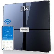 RENPHO OB02720 - Balance Connectée Bluetooth Impédancemetre - 13 indicateurs - Plateforme en verre trempé - Noire