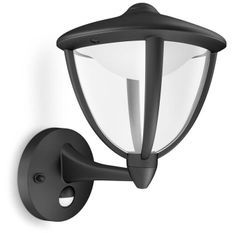 ROBIN-Applique d'extérieur Montante LED avec Détecteur H26cm Noir Philips