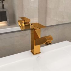 Robinet de lavabo rétractable Finition dorée 157x172 mm