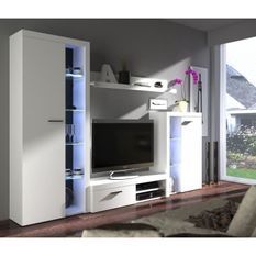 RUMBA Meuble TV contemporain blanc mat - L 120 cm