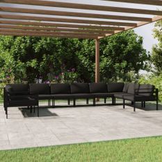 Salon de jardin 10 pcs avec coussins Aluminium Anthracite