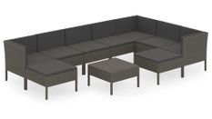 Salon de jardin 10 pcs avec coussins Résine tressée Gris 9