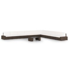 Salon de jardin 11 pcs avec coussins Marron Résine tressée 12