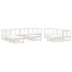 Salon de jardin 11 pcs Blanc Bois de pin massif