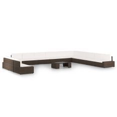 Salon de jardin 14 pcs avec coussins Marron Résine tressée 7