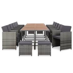 Salon de jardin 17 pcs avec coussins Résine tressée Anthracite
