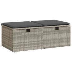 Salon de jardin 2 pcs avec coussins gris clair polyrotin acacia