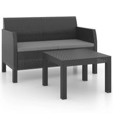 Salon de jardin 2 pcs avec coussins PP Anthracite 3