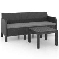 Salon de jardin 2 pcs avec coussins PP Anthracite