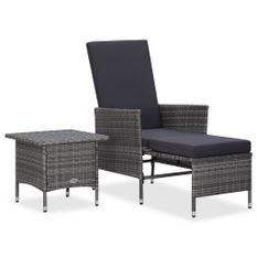 Salon de jardin 2 pcs avec coussins Résine tressée Gris 6