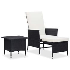 Salon de jardin 2 pcs avec coussins Résine tressée Noir 2