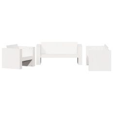 Salon de jardin 2 pcs blanc bois de pin massif