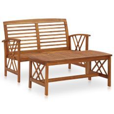 Salon de jardin 2 pcs Bois d'acacia solide 2