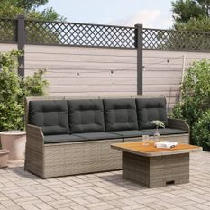 Salon de jardin 3 pcs avec coussins Gris Résine tressée