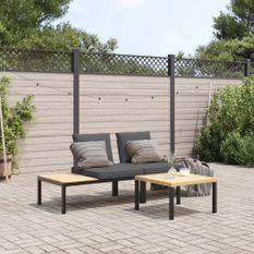 Salon de jardin 3 pcs avec coussins noir aluminium