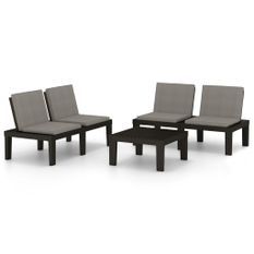 Salon de jardin 3 pcs avec coussins Plastique Gris 2