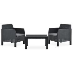 Salon de jardin 3 pcs avec coussins PP Anthracite 3