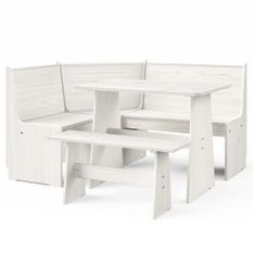Salon de jardin 3 pcs Blanc Bois de pin massif 10