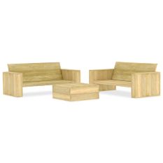 Salon de jardin 3 pcs Bois de pin imprégné 4