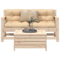 Salon de jardin 3 pcs bois de pin massif