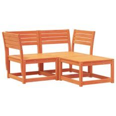 Salon de jardin 3 pcs marron bois de pin massif