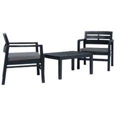 Salon de jardin 3 pcs Plastique Anthracite 2