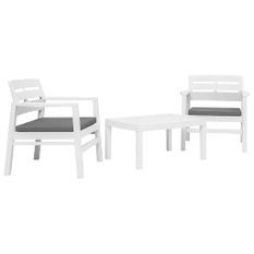 Salon de jardin 3 pcs Plastique Blanc 3