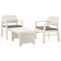 Salon de jardin 3 pcs Plastique Blanc 2