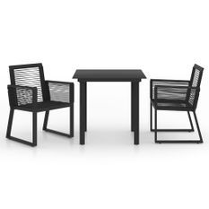 Salon de jardin 3 pcs Rotin PVC Noir