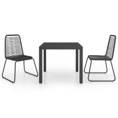 Salon de jardin 3 pcs Rotin PVC Noir 3