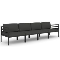 Salon de jardin 4 pcs avec coussins Aluminium Anthracite