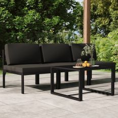 Salon de jardin 4 pcs avec coussins Aluminium Anthracite