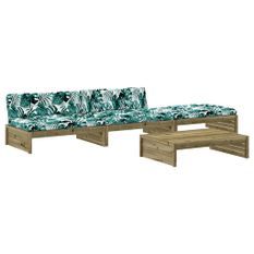 Salon de jardin 4 pcs avec coussins bois de pin imprégné