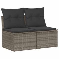 Salon de jardin 4 pcs avec coussins gris clair polyrotin acacia