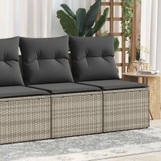 Salon de jardin 4 pcs avec coussins gris clair polyrotin acacia