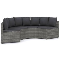 Salon de jardin 4 pcs avec coussins Résine tressée Gris 17