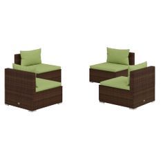 Salon de jardin 4 pcs avec coussins Résine tressée Marron 4