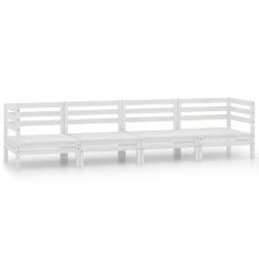 Salon de jardin 4 pcs Blanc Bois de pin massif 14