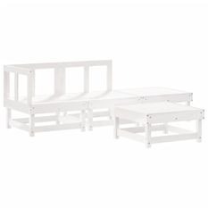 Salon de jardin 4 pcs blanc bois de pin massif