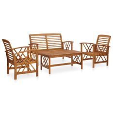 Salon de jardin 4 pcs Bois d'acacia solide 3