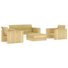 Salon de jardin 4 pcs Bois de pin imprégné 3