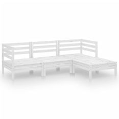 Salon de jardin 4 pcs Bois de pin massif Blanc 5