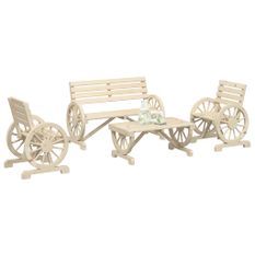 Salon de jardin 4 pcs bois de sapin massif