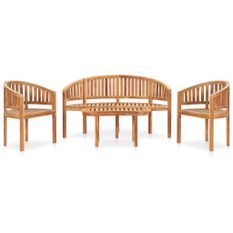 Salon de jardin 4 pcs en forme de banane Bois de teck solide