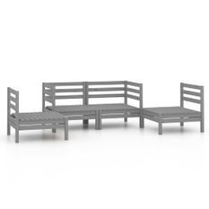 Salon de jardin 4 pcs Gris Bois de pin massif 13