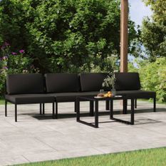 Salon de jardin 5 pcs avec coussins Aluminium Anthracite