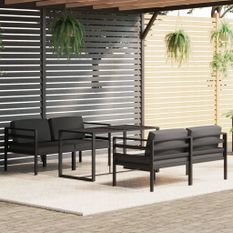 Salon de jardin 5 pcs avec coussins Aluminium Anthracite