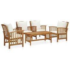 Salon de jardin 5 pcs avec coussins Bois d'acacia solide 8