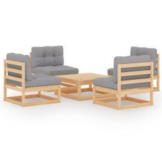 Salon de jardin 5 pcs avec coussins Bois de pin massif 36