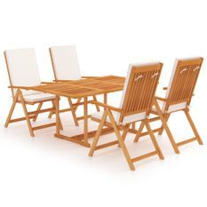 Salon de jardin 5 pcs avec coussins Bois de teck massif